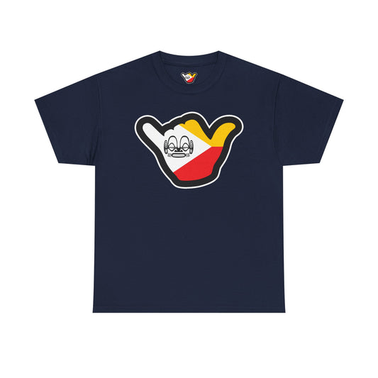 Marquesas Flag Shaka Tee — Color Block Surf Sticker Graphic