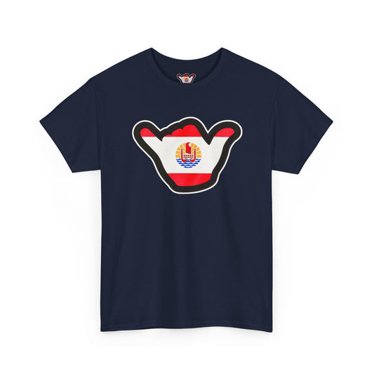 French Polynesia Shaka T‑Shirt — Tahiti Flag Surf Vibe Tee