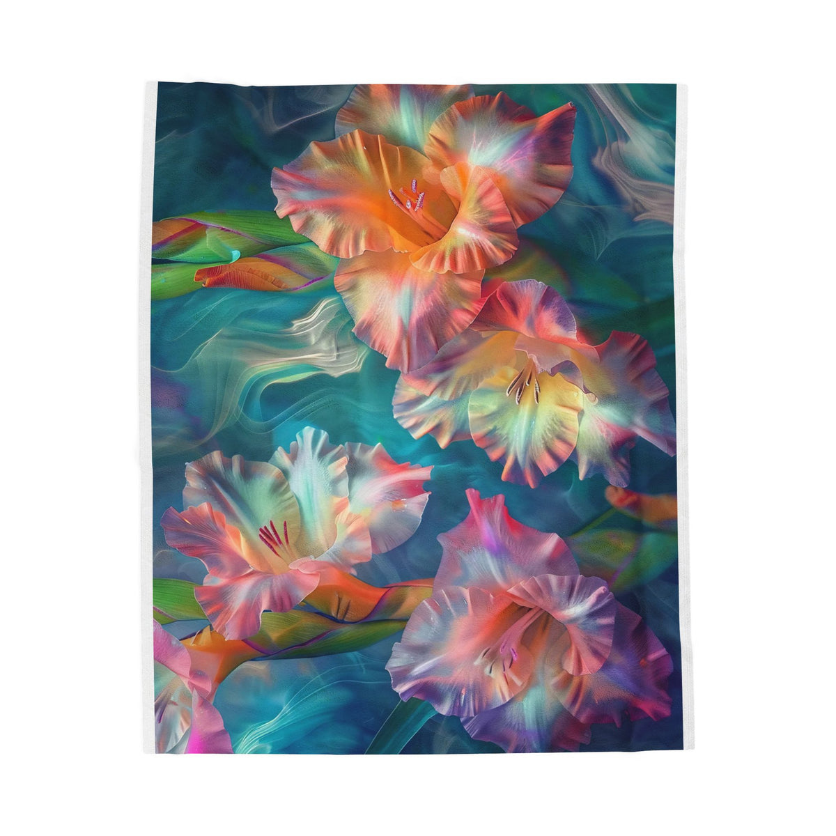 Velveteen Plush Blanket — Dreamy Neon Floral Throw for Cozy Home Décor