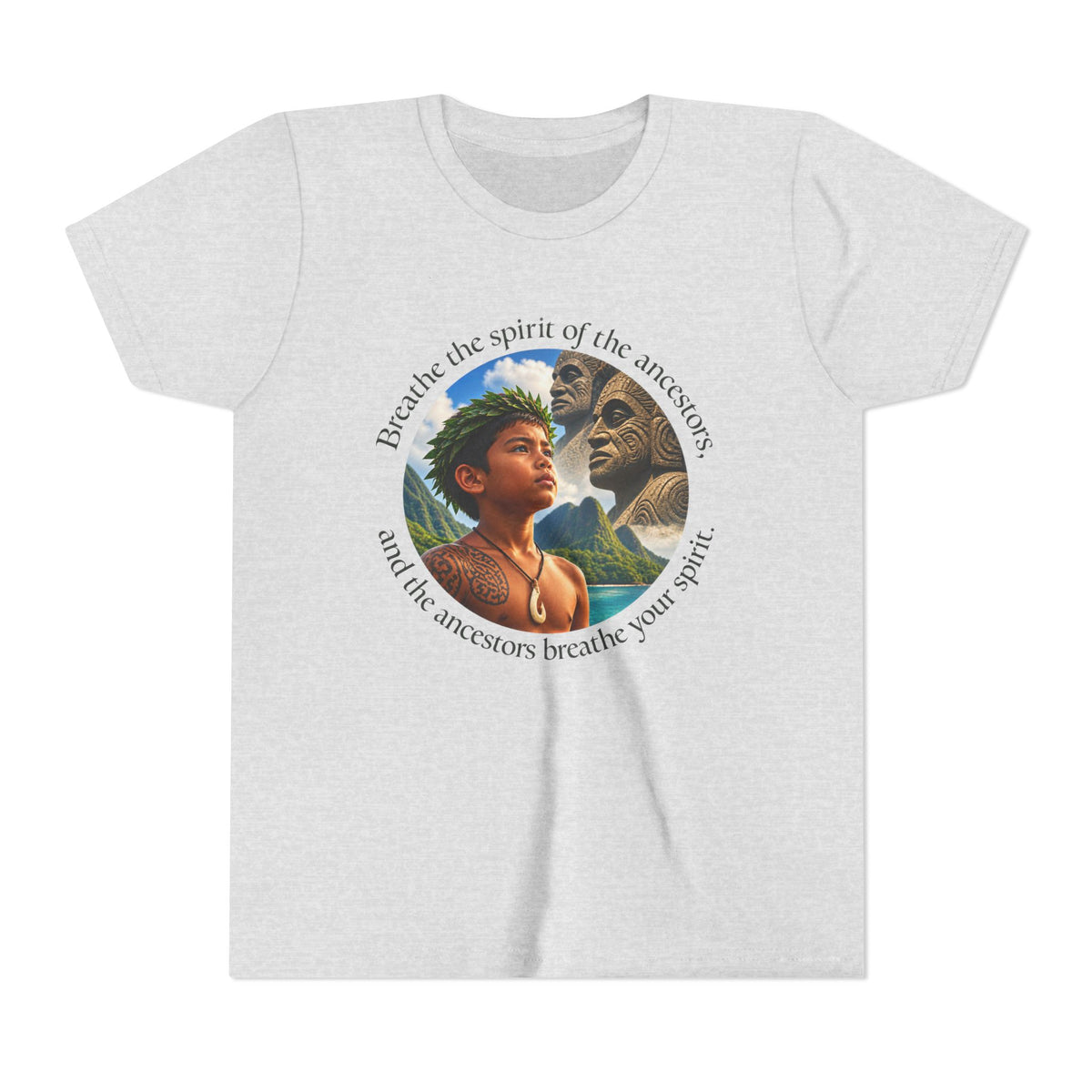Breathe the spirit of the ancestors, and the ancestors breathe your spirit. - Youth Short Sleeve Tee