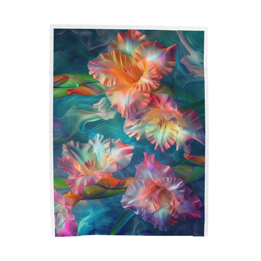 Velveteen Plush Blanket — Dreamy Neon Floral Throw for Cozy Home Décor