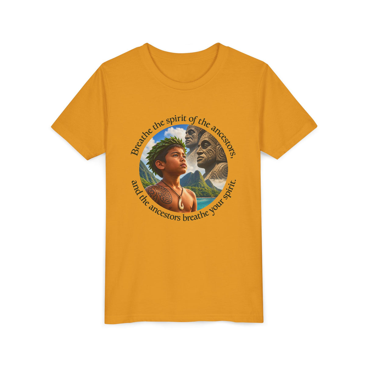 Breathe the spirit of the ancestors, and the ancestors breathe your spirit. - Youth Short Sleeve Tee