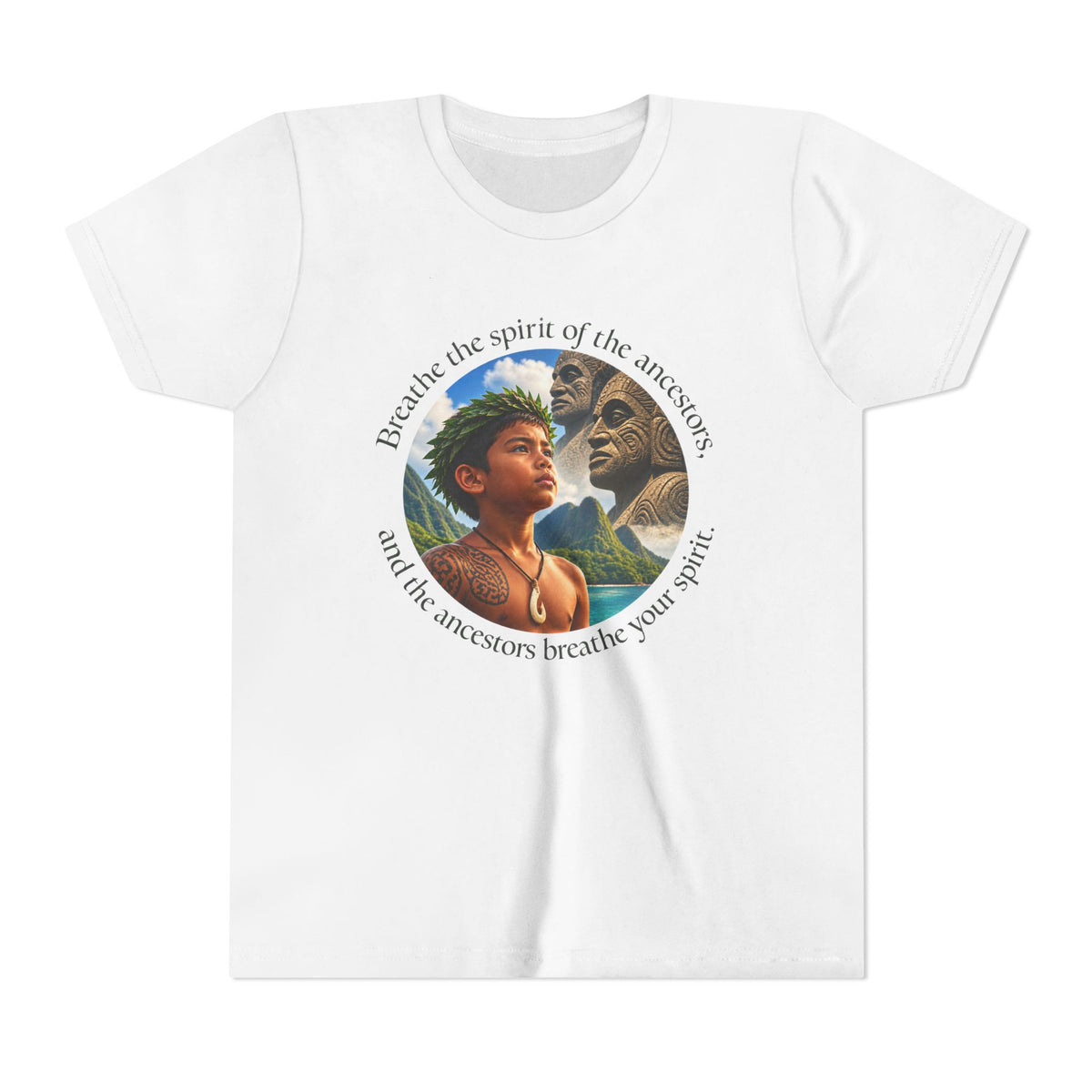 Breathe the spirit of the ancestors, and the ancestors breathe your spirit. - Youth Short Sleeve Tee
