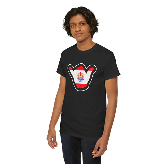 French Polynesia Shaka T‑Shirt — Tahiti Flag Surf Vibe Tee