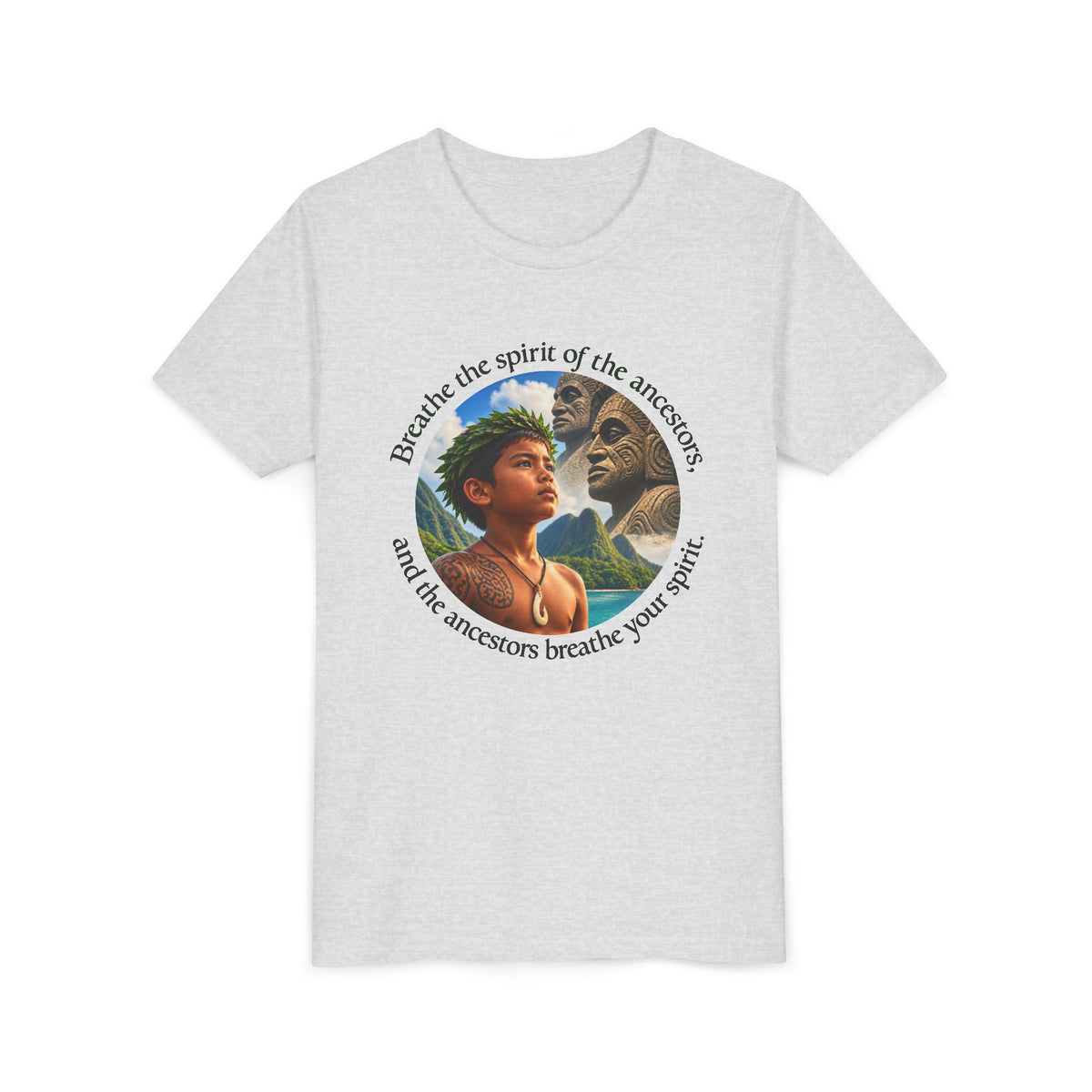 Breathe the spirit of the ancestors, and the ancestors breathe your spirit. - Youth Short Sleeve Tee