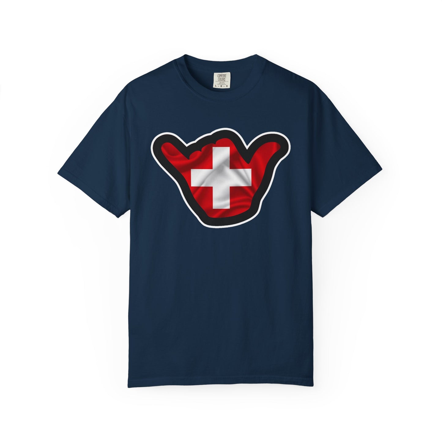 Swiss Shaka T-Shirt – Red Swiss Flag Shaka Graphic