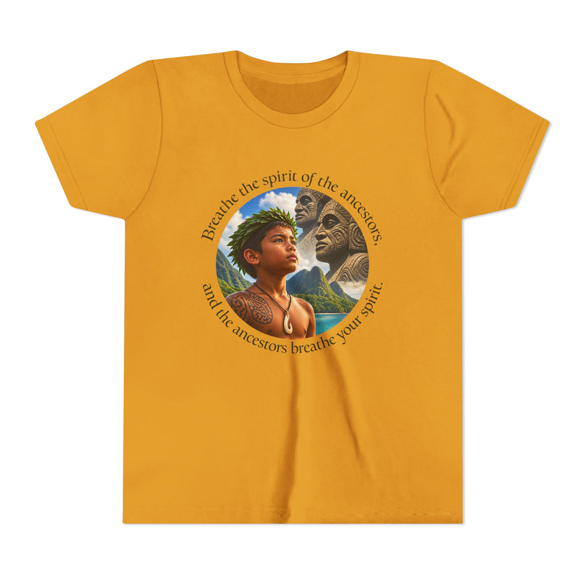 Breathe the spirit of the ancestors, and the ancestors breathe your spirit. - Youth Short Sleeve Tee