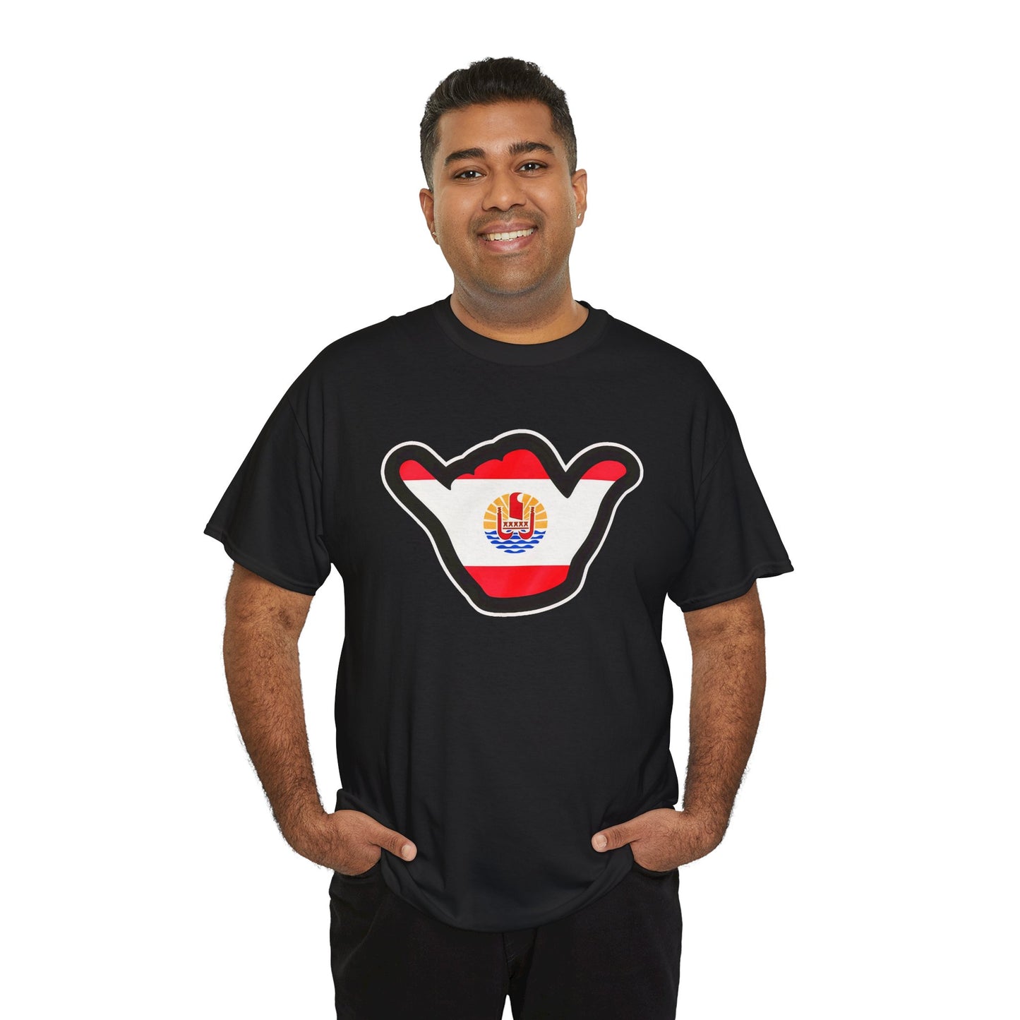 French Polynesia Shaka T‑Shirt — Tahiti Flag Surf Vibe Tee